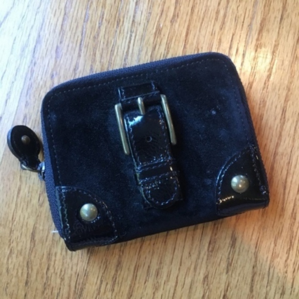 J. Crew Small Black Suede Wallet / Coin Purse